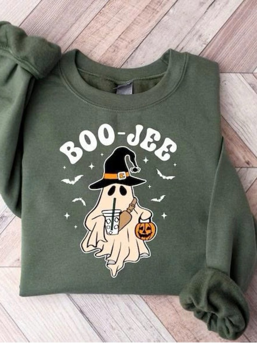Green 'Boo-Jeef' Ghost Crewneck Sweatshirt